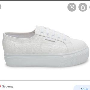 Superga White Croc Platform Sneakers